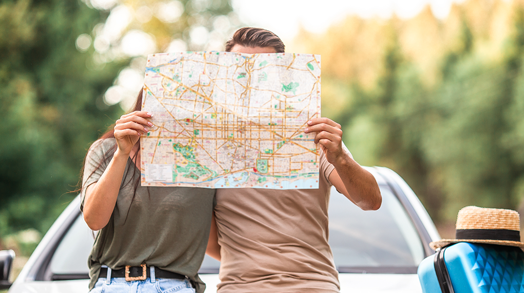 Map on a road trip